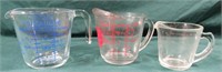 3-VINTAGE GLASS MEASURING CUPS*PYREX