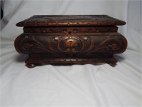 Antique Hand Carved Jewelry Box Chest "Bettie"