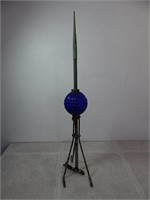 Antique Lightning Rod & Cobalt Blue Glass Ball