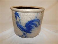 Vintage Cobalt Rooster Crock by Rowe Pottery