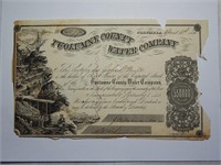 1852 Stock Certificate Columbia CA Tuolumne County