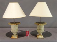 Pair of Cast Iron Urn Lamps