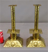 Pair of 19th c. Swedish Brass Candlesticks