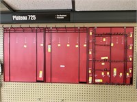 3 wire racks with red plastic backing