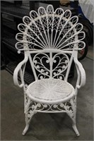 Vintage White Rattan Chair, Needs Attention