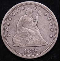 1876 CC SEATED QUARTER XF  NICE COIN