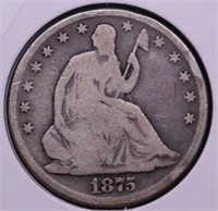 1875 SEATED HALF DOLLAR VG