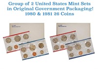 Group of 2 United States Mint Proof Sets 1980-1981