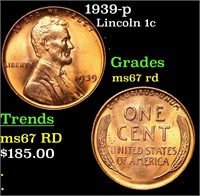 1939-p Lincoln Cent 1c Grades GEM++ Unc RD