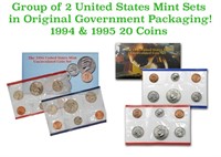 1994-1995 United States Mint Silver Proof Set. 10