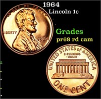 Proof 1964 Lincoln Cent 1c Grades Gem++ Proof Red