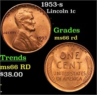 1953-s Lincoln Cent 1c Grades GEM+ Unc RD