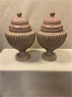 Pair of lidded urns