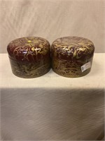 Pair of round lidded boxes
