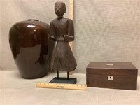 Mix - Dark brown jar, Tibeten statue and