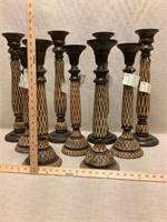9 - wood spotted candle holders