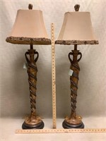 Pair of helix buffet lamps