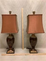 Pair of mosaic table lamps with shades