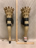 Pair of horn sconce lamps