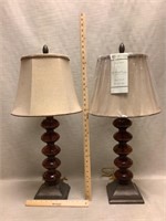 Pair of tortoise glass lamps