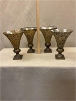 4 - glass vases with bronze base