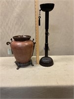 Vase and bronze candle holder