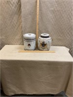 2 - White painted jars