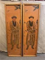 Pair of hand-painted panels