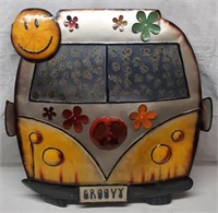C7) VW Bus Large Metal Wall Art Groovy Peace Sign