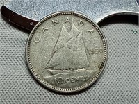 OF) 1950 silver Canada dime