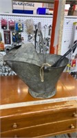 Vintage Galvanized Metal Ash Bucket, Coal