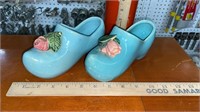 Vintage Set of 2 McCoy Blue Dutch Shoe Planters