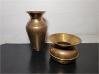 Brass Spittoon & Vase