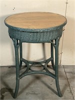 Old Antique Round Wicker Table