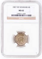 Coin 1807 MF Denmark, NGC - MS62