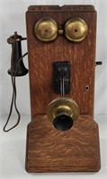 Antique  Northern Electric Oak Box Wall Phone