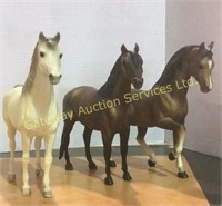 3 collectable Brier Horse figurines. 11 inches