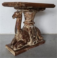 Carved Wood Camel Side Table/Accent Table