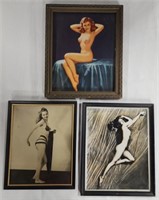 Collection of 3  Vintage Framed Pinup Prints