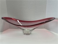 Signed Chalet Cranberry To Clear Art Glass 20 "