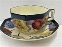 Royal Doulton Pansies Art Deco Teacup & Saucer