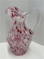 Pink/white & Clear Swirl Pitcher 8 " Tall