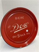 Enamel Dow Old Stock Ale Round Tray 13 " Across