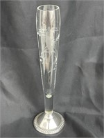 Sterling Silver & Etched Crystal Bud Vase