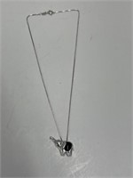 925 Silver Necklace & Elephant Pendant 14 3/8 "