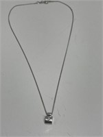 925 Silver Necklace & Pendant with clear cut