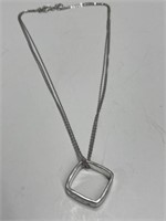 925 Silver Necklace 17 " & 925 Silver Square Ring