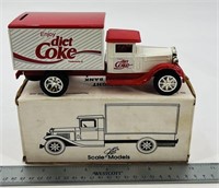Antique Diet Coke Metal Coin Bank Truck w/ Box