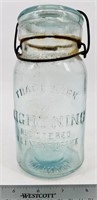 Antique Lightning Fruit Jar w/ Bale & Glass Lid