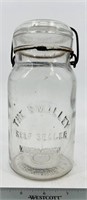 Antique "The Smalley" Fruit Jar w/ Bale & Glass